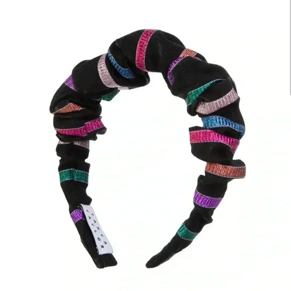 NWT Tanya Taylor headband stripe black multi - Picture 1 of 3